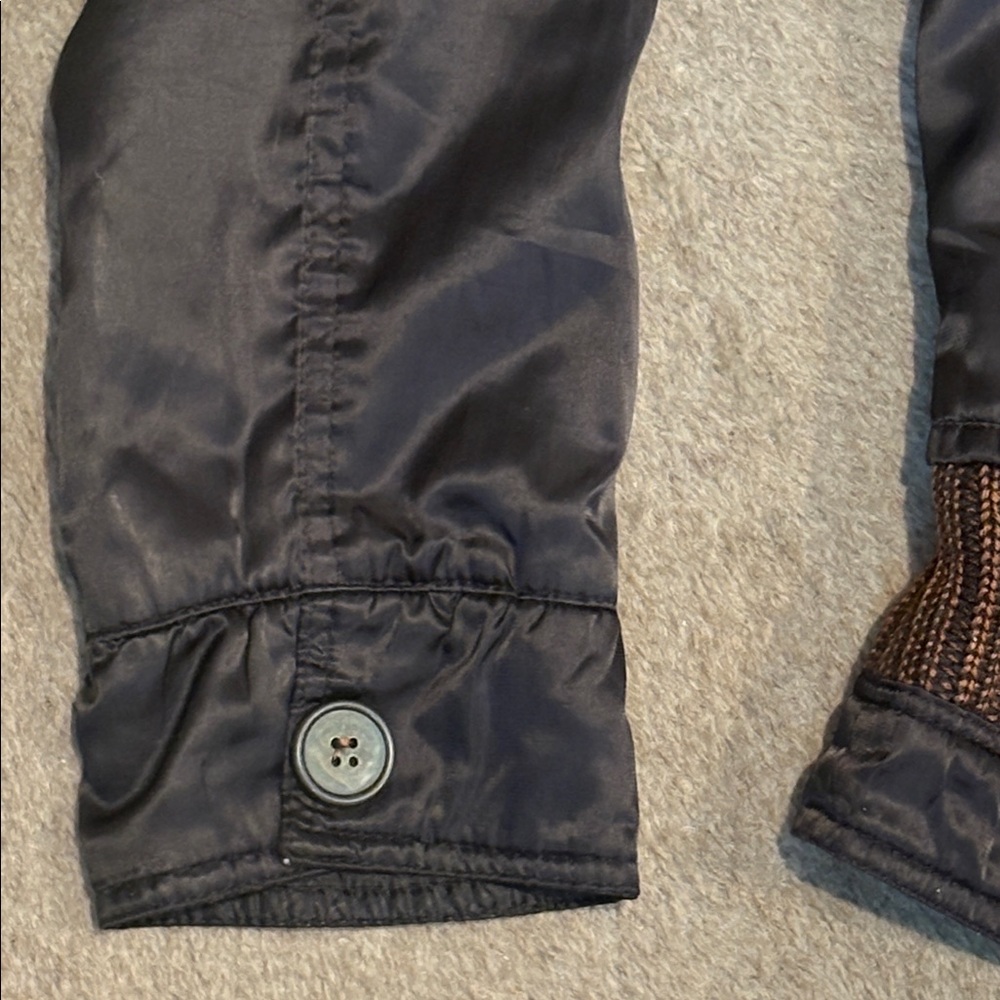 Fu Shi black nylon jacket with brown woven trim S - Picture 5 of 10